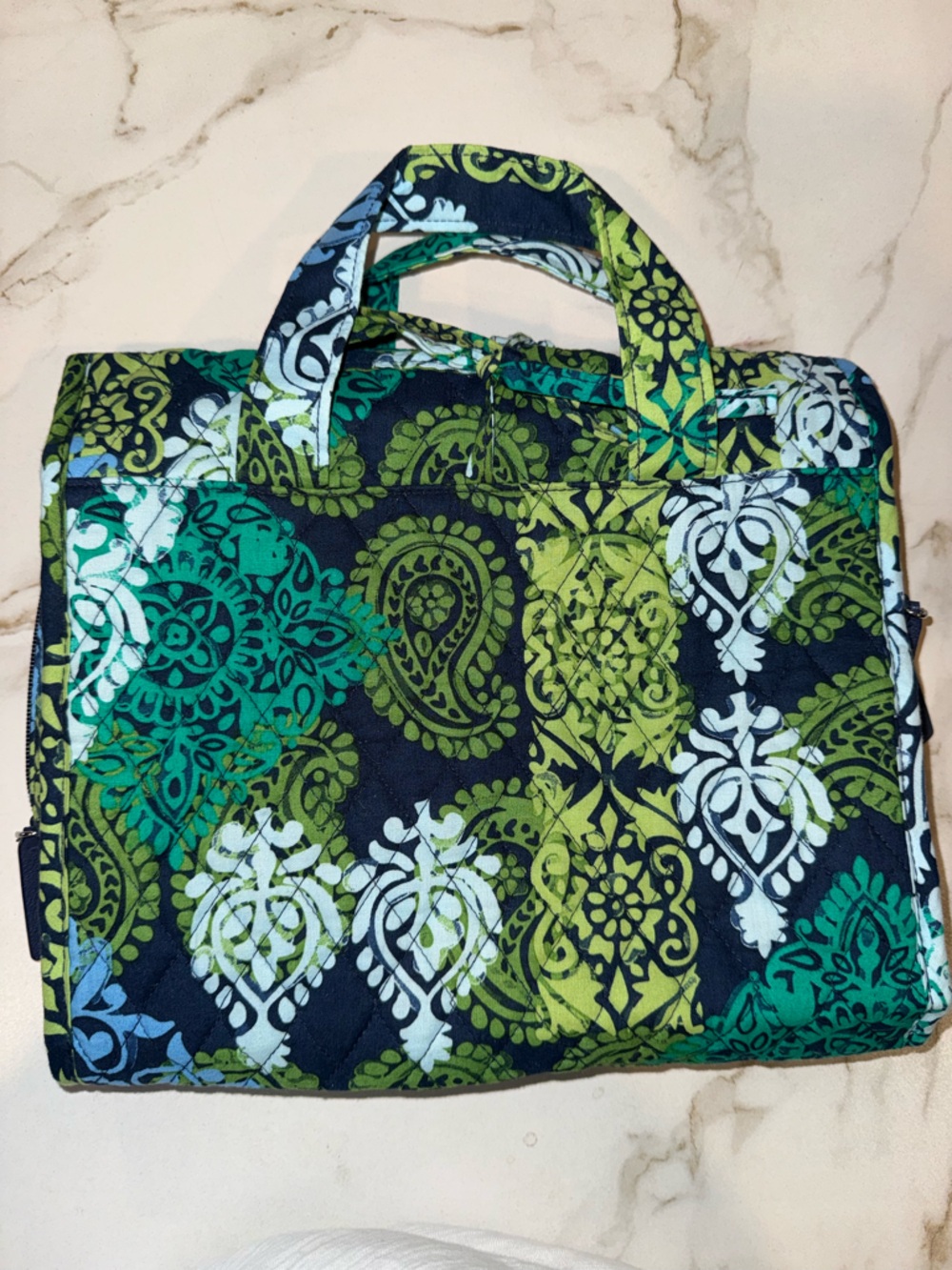 Vera Bradley NWOT Hanging Travel Organizer Cosmetic Bag Green Blue Paisley 💚💙🌴